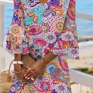Colorful Paisley Print Dress